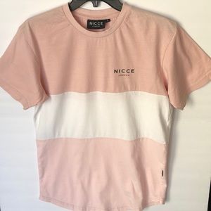 NICCE London Blush Pink White Unisex Short Sleeve Crew Neck Casual Shirt…